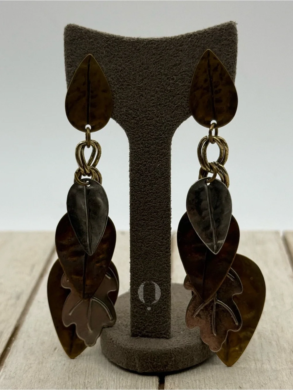 Handcrafted Brown metal Leaf Drop Earrings - Women Jewelry
